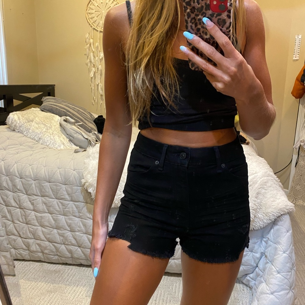 Black high rise shorts